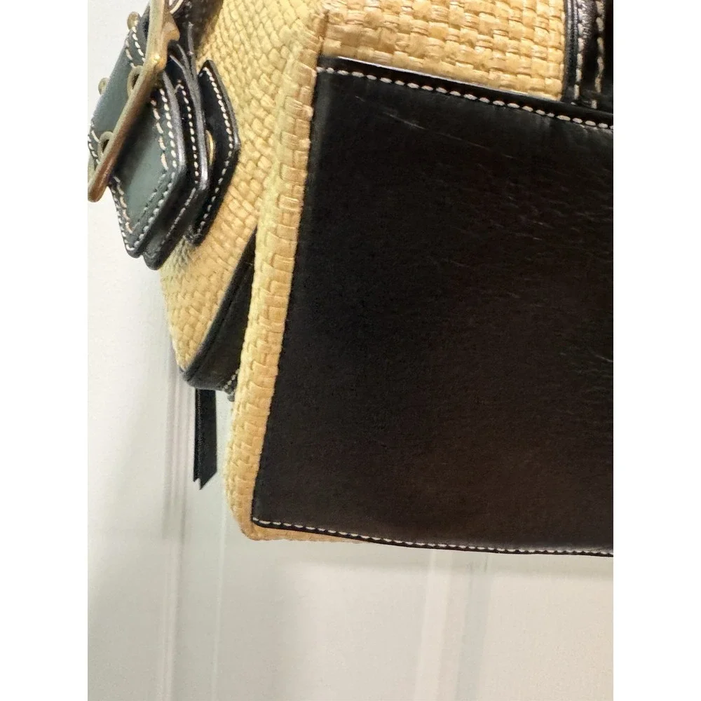 Coach Y2K Legacy Black Buckle Straw Shoulder Bag *RARE** Exc condition..